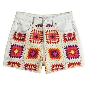 Denim Crochet Shorts Juniors' SO® 11 Granny Square